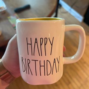 Rae Dunn Happy Birthday (yellow inside) mug